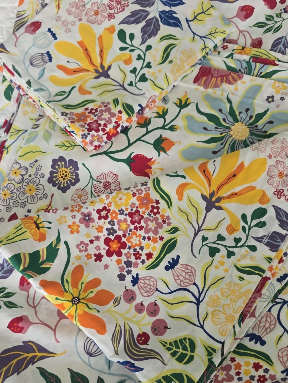 Strandlummer Twin Size Cotton Duvet/Sham Set in Yellow, Orange, Green & Purple